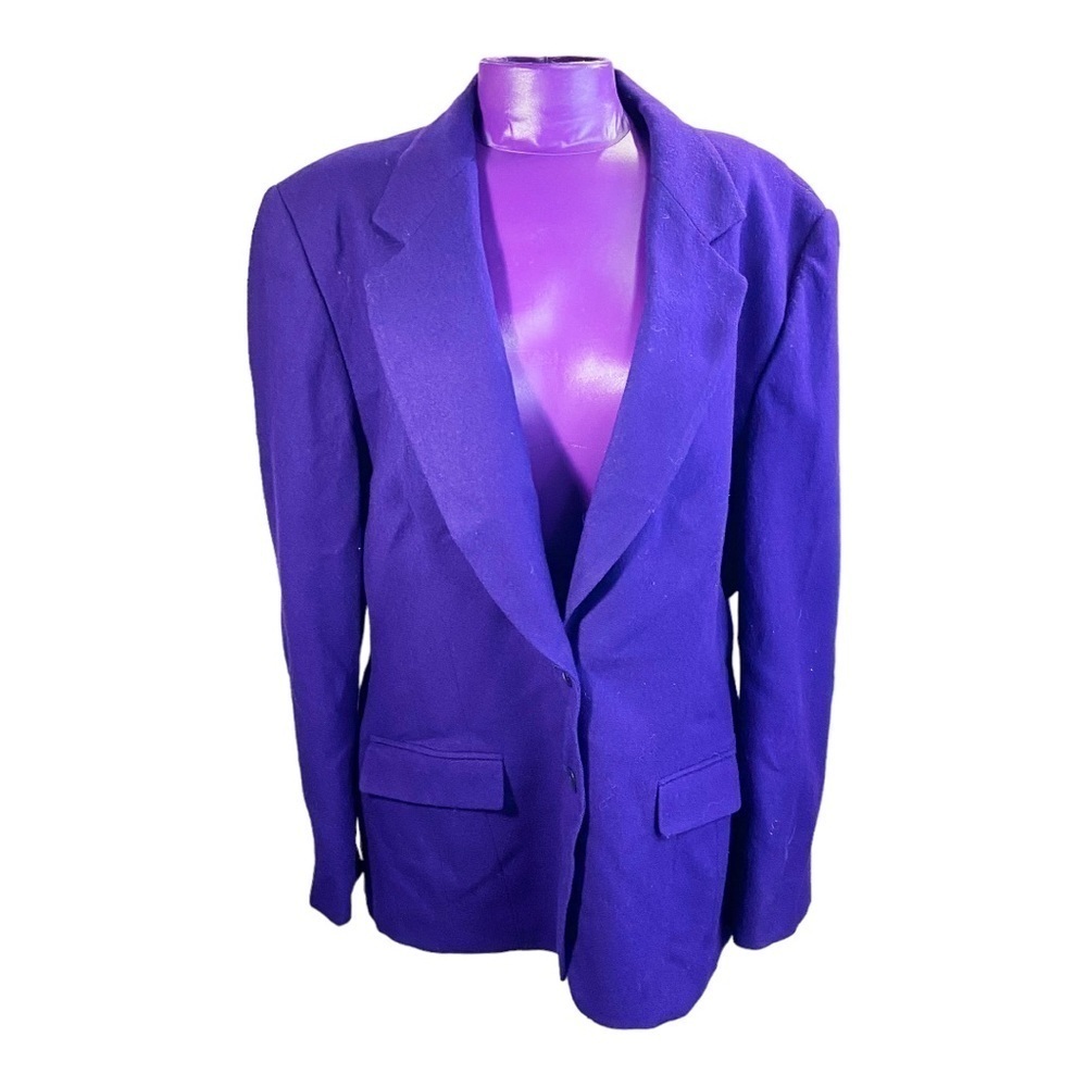 Miss Pendleton purple pure virgin wool two button blazer jacket